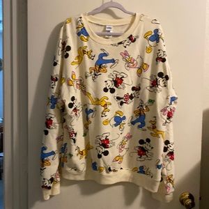 Disney Mickey Mouse and Friends sweatshirt. Cream color, juniors size XXXL